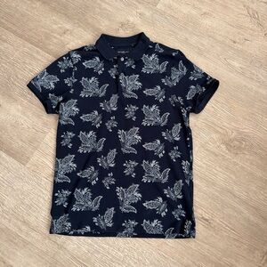 Abercrombie & Fitch Navy Polo with Light Paisley Print